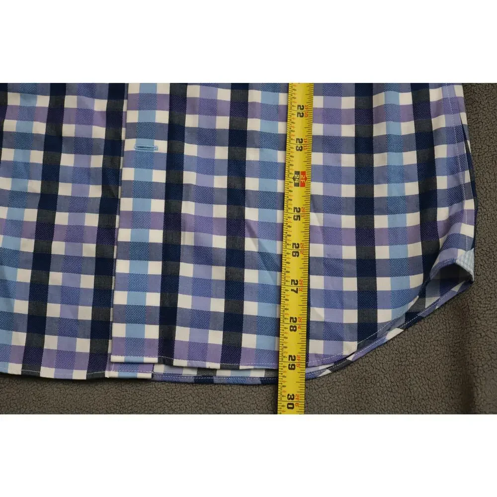 BANANA REPUBLIC Dress shirt Mens Small Plaid Blue Purple Cotton Career Office